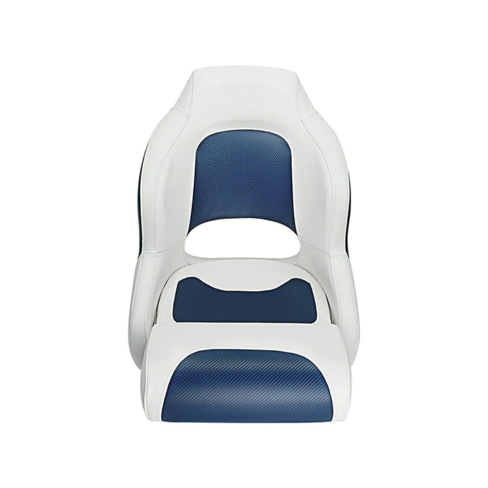 Flip-Up Bootstoel - Stuurstoel - Ergonomisch - Wit Navy Blue - Hoge Rugleuning