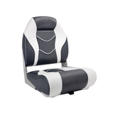 Opklapbare Bootstoel Deluxe - Hoge Rugleuning - Grijs Wit - Aluminium Scharnieren - Ergonomisch