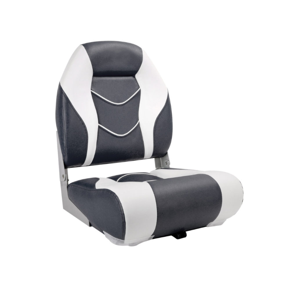 Opklapbare Bootstoel Deluxe - Hoge Rugleuning - Grijs Wit - Aluminium Scharnieren - Ergonomisch