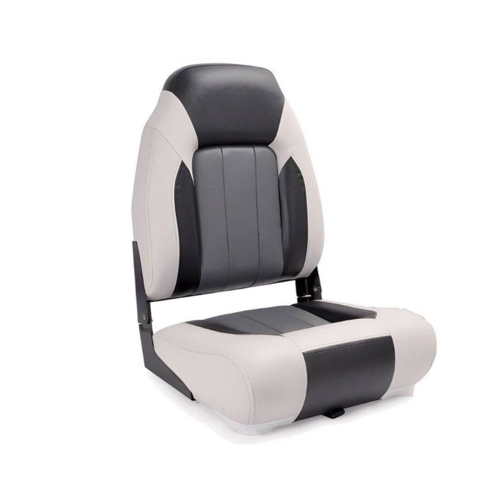 Opklapbare Bootstoel - Hoge Rugleuning - Wit Zwart Grijs - Aluminium Scharnieren - Ergonomisch