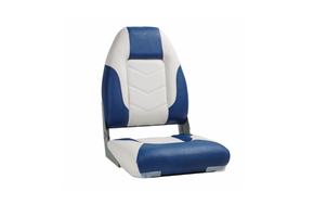 High Back Bootstoel - Hoge Rugleuning - Wit Blauw - Ergonomisch - Weerbestendig