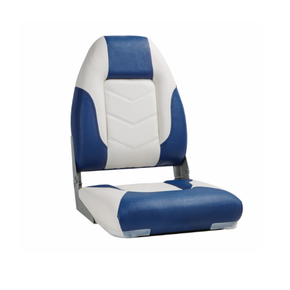 High Back Bootstoel - Hoge Rugleuning - Wit Blauw - Ergonomisch - Weerbestendig