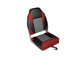 Opklapbare Bootstoel - Hoge Rugleuning - Rood Zwart Grijs - Aluminium Scharnieren - Ergonomisch