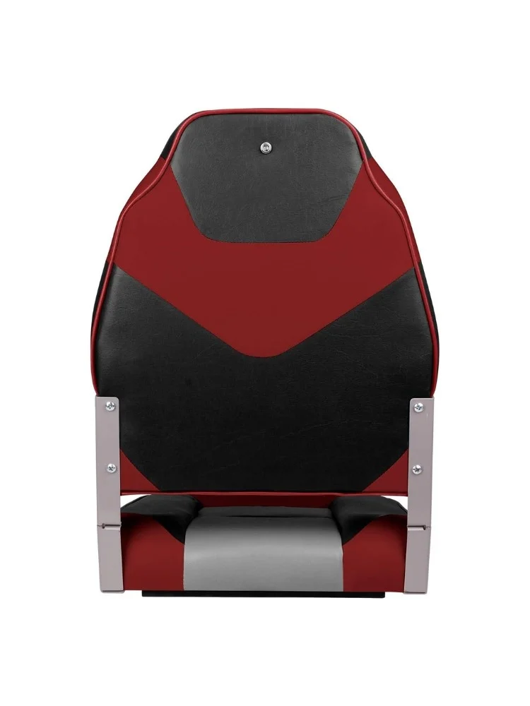 Opklapbare Bootstoel - Hoge Rugleuning - Rood Zwart Grijs - Aluminium Scharnieren - Ergonomisch