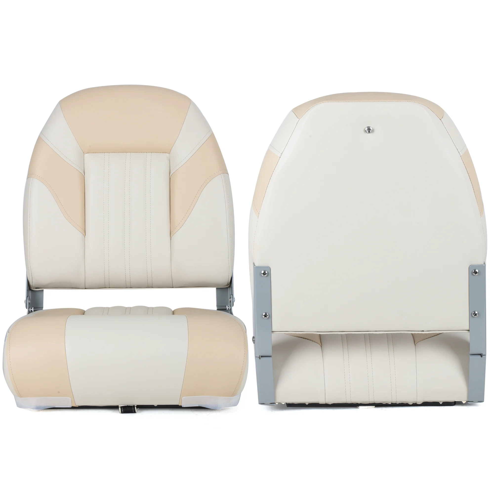 Opklapbare Bootstoel - Hoge Rugleuning - Ivoor Beige - Marine Vinyl - Ergonomisch