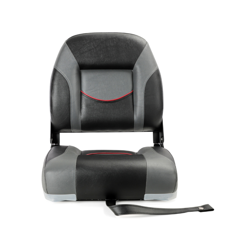 Opklapbare Bootstoel - Lage Rugleuning - Grijs Zwart - Marine Vinyl - Compact