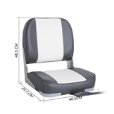 Low Back Boat Seat - Inklapbare Bootstoel - Lage Rugleuning - Wit Grijs - Compact Design