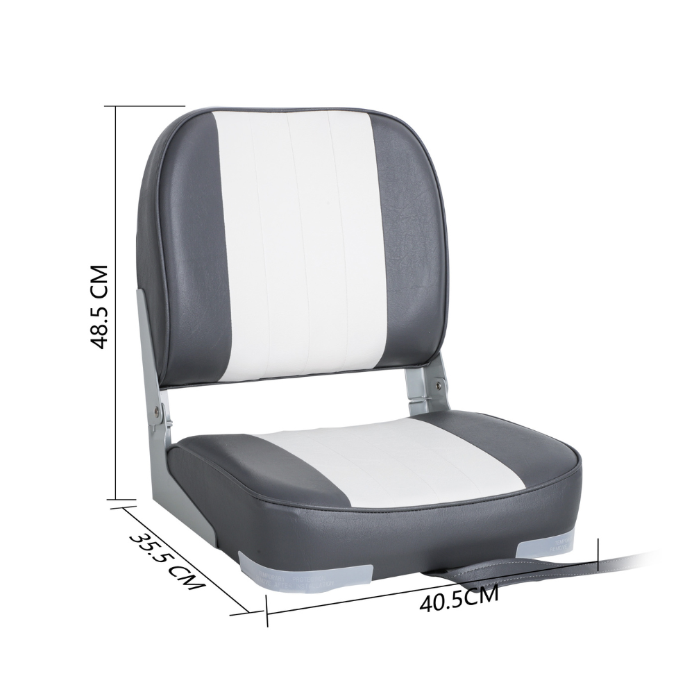 Low Back Boat Seat - Inklapbare Bootstoel - Lage Rugleuning - Wit Grijs - Compact Design