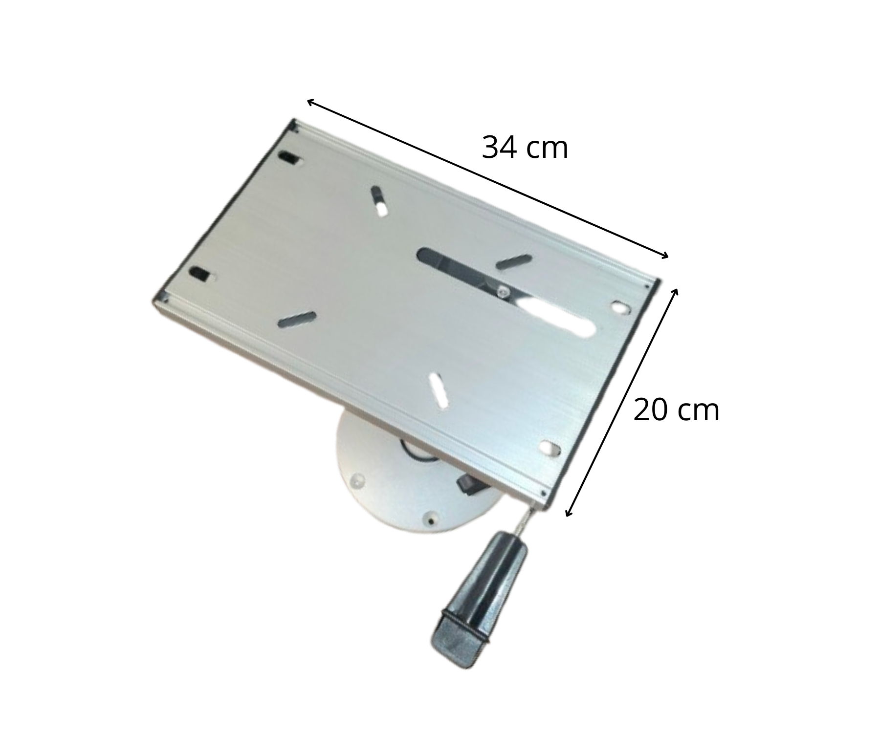 Stoelpoot met slede- Hoogte  38 cm - aluminium - voor en achteruit verstelbaar