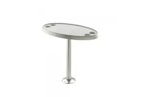 Boot tafelblad - wit - ovaal  47x76 cm - met bekerhouders - UV bestendig