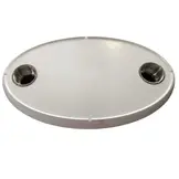 Ovale tafelblad set met 2 RVS bekerhouders - Inclusief tafelpoot 68,5 cm - aluminium