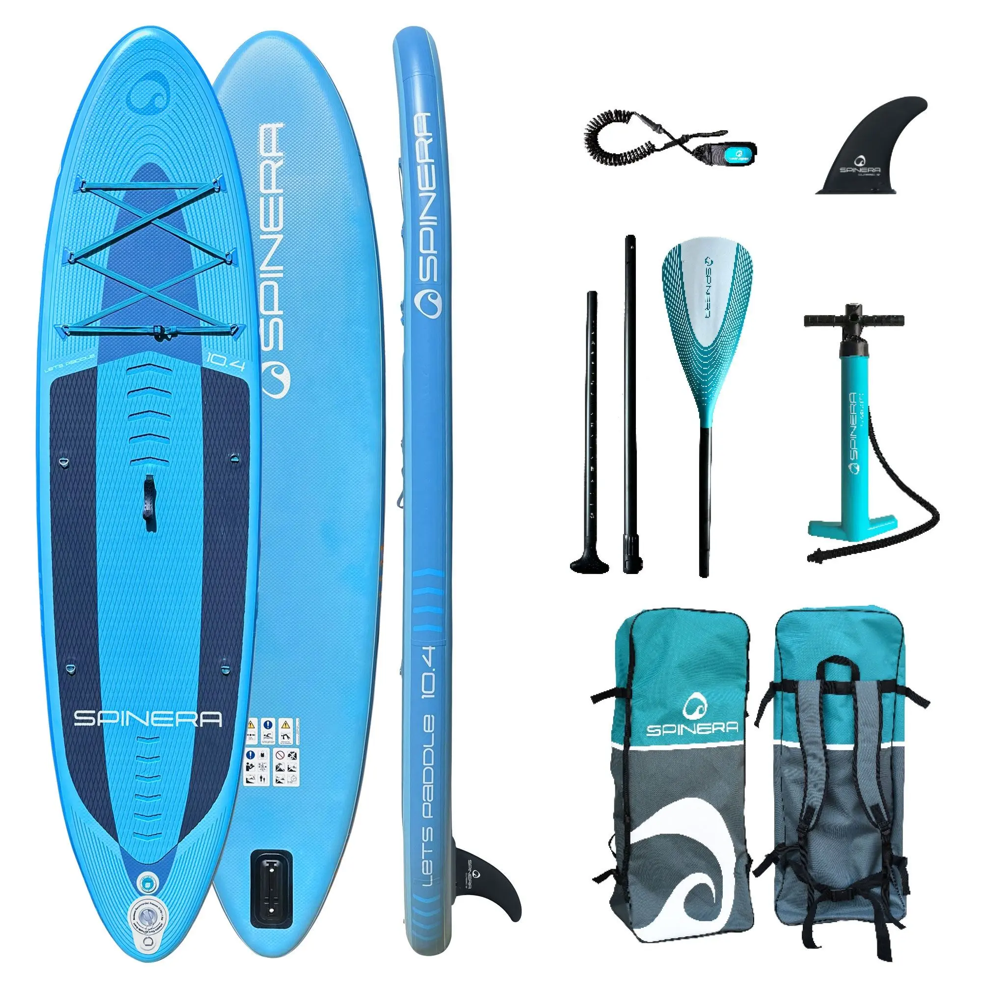 Lets Paddle 10.4 SUP Board – Opblaasbaar Paddleboard – Compleet Set – Teal – 315x80x15 cm