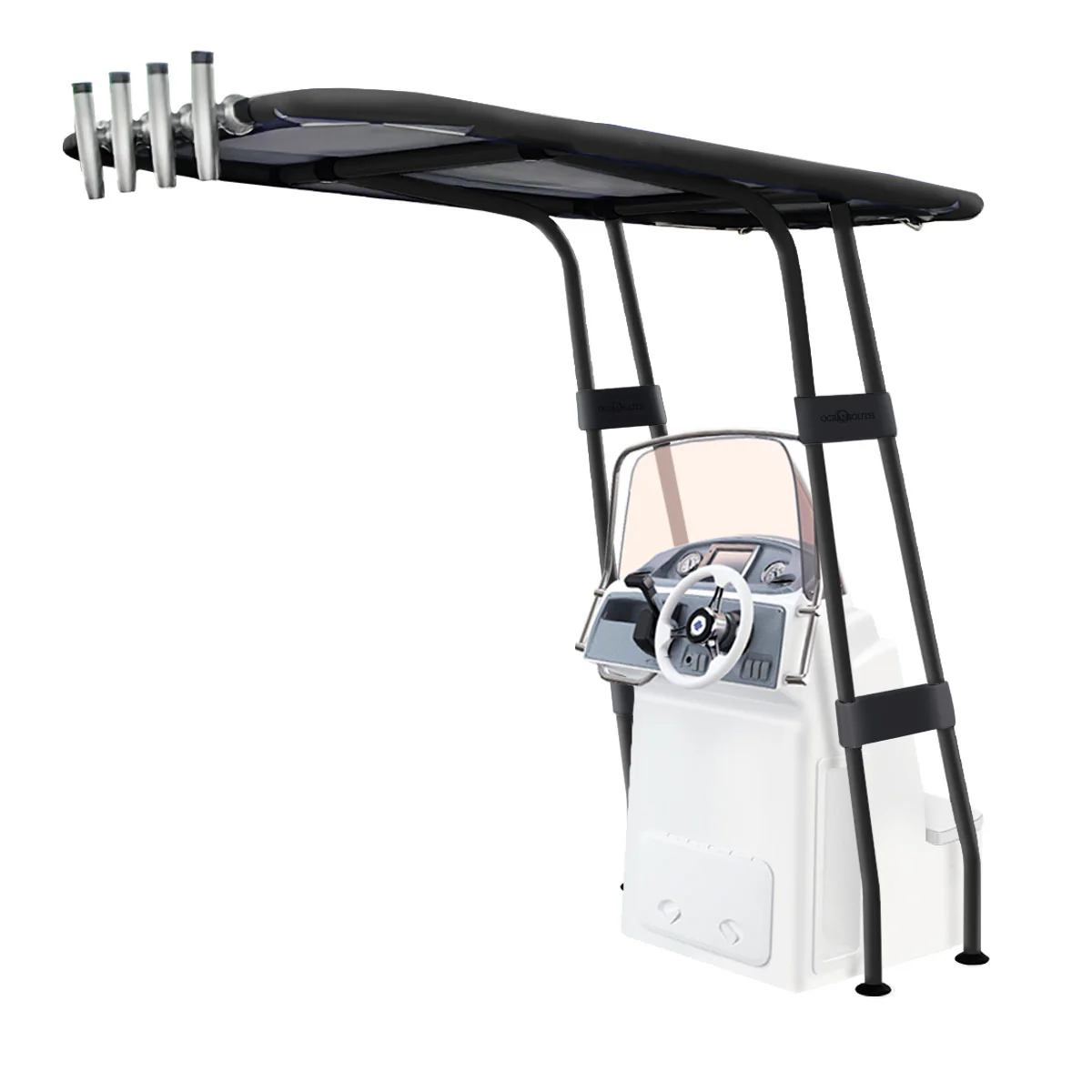 Heavy Duty T-Top - Zwart gecoat – Dekmontage – Zwart doek