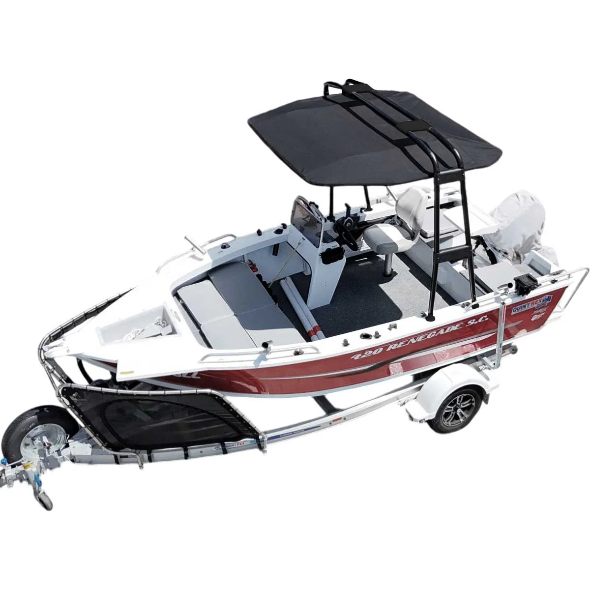 Targa Bimini Top – Zwart gecoat aluminium – Breedte 1.5 tot 2.3 mtr – Doek 1.7 mtr