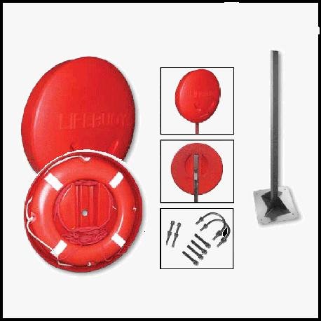 Reddingskit: reddingsboei met reddingslijn + kast