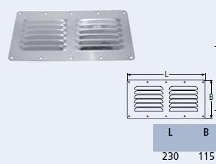 Ventilatierooster RVS - 232 x 116 mm