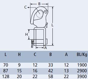 Snapsluiting met gaffel RVS A4-AISI316