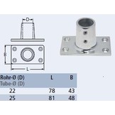 Sceptervoet 90 gr. RVS