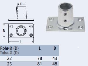 Sceptervoet 90 gr. RVS