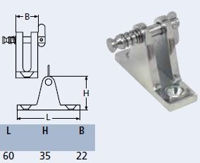 RVS dekplaat 90gr. met uitneembare pin