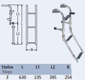 RVS opklapbare zwemtrap met 3 treden