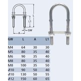 RVS wantputting u-bout met contraplaat en moeren