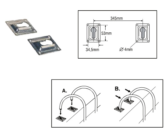 Ankerplaten voor Lalizas rvs zwemtrap