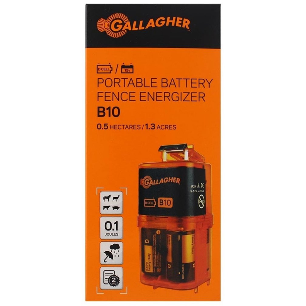 Gallagher B10 Battery Powered Electric Fence Energiser/Charger (9V