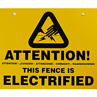 Hotline Electric Fence Warning Sign - for Netting