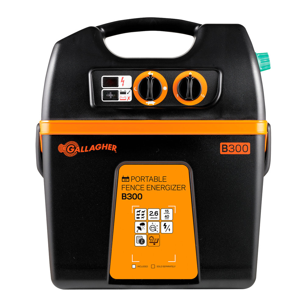Gallagher B300 Battery Powered Electric Fence Energiser/Charger (12V
