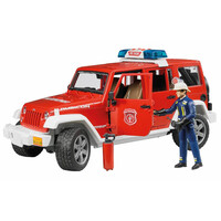 Jeep Wrangler Unlimited Rubicon fire department vehicle with fireman 1:16