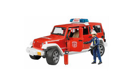 Jeep Wrangler Unlimited Rubicon fire department vehicle with fireman 1:16