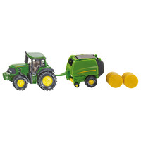 Siku John Deere Toy Tractor with Baler - 1:87 Scale