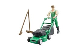 Bruder Gardener with lawn mower and equipment