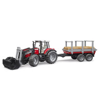 Bruder Massey Ferguson 7480 with frontloader and timber trailer 1:16