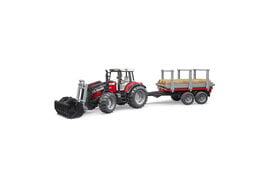 Bruder Massey Ferguson 7480 with frontloader and timber trailer 1:16