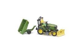 Bruder John Deere Lawn tractor with trailer and gardener