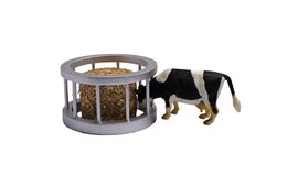 Kidsglobe Cattle feeder set with bale and cow 1:32