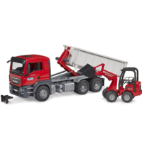 Bruder MAN TGS Truck / Lorry, Roll-off Container and Schäffer Yard Loader 1:16