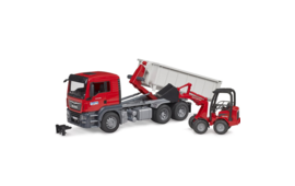 Bruder MAN TGS Truck / Lorry, Roll-off Container and Schäffer Yard Loader 1:16