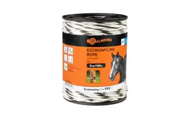 Gallagher EconomyLine Rope 100m - 5 Stainless Steel Wires - White/Black