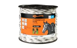 Gallagher EconomyLine Rope 200m - 5 Stainless Steel Wires - White/Black