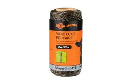 Gallagher Vidoflex 3 PowerLine Polywire 100 m - 6 Stainless Steel Conductors - Terra