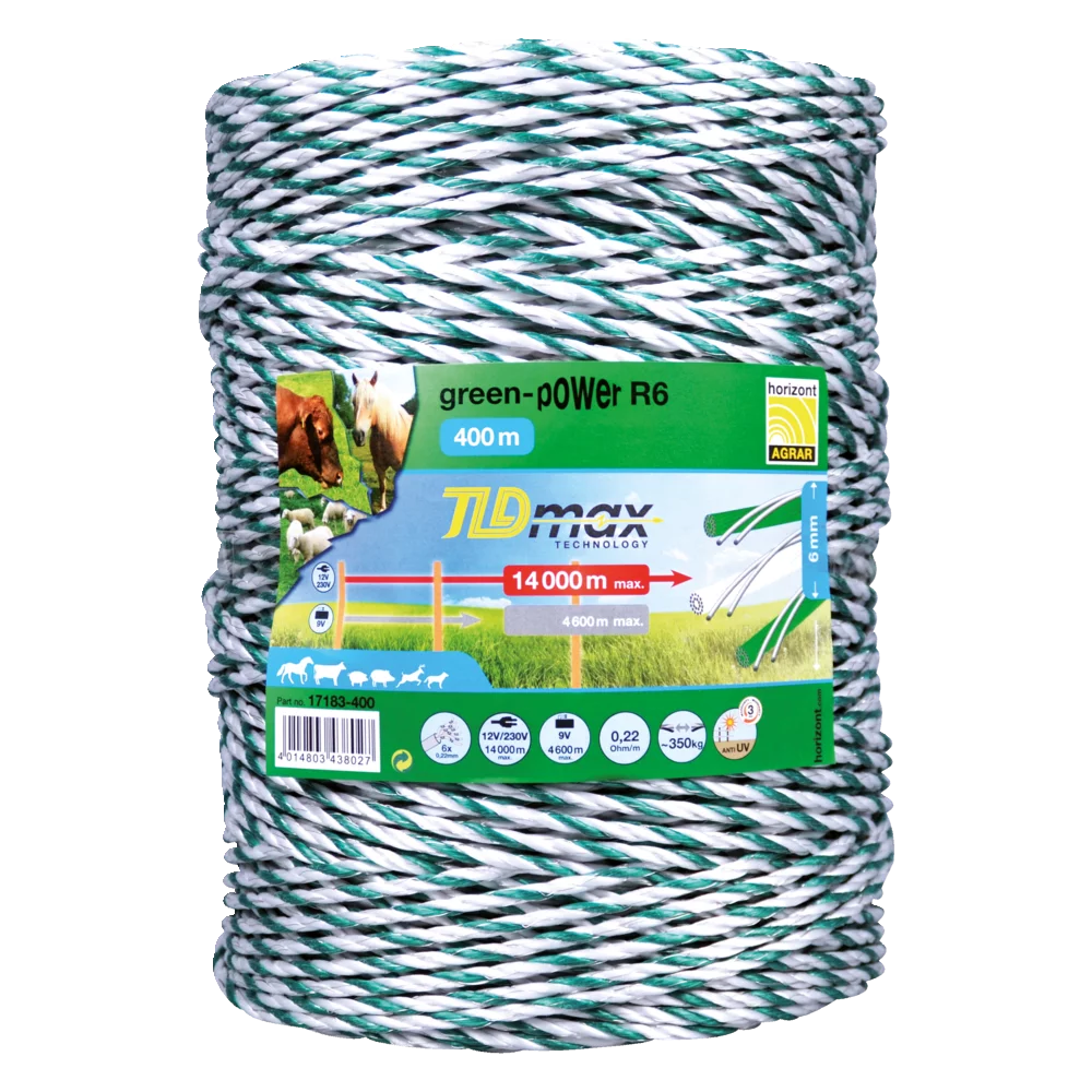 Pasture Fly Rope Horizont Pasture Fence Rope - Green Power R6 - 400m