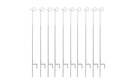 10x Strainrite Gold foot Top Pigtail Metal Post 3ft 5in / 104cm - 7mm Diameter - White