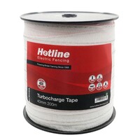 Hotline Turbocharge Electric Fence Tape  40 mm x 200 m - White