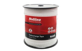Hotline Turbocharge Electric Fence Tape  40 mm x 200 m - White