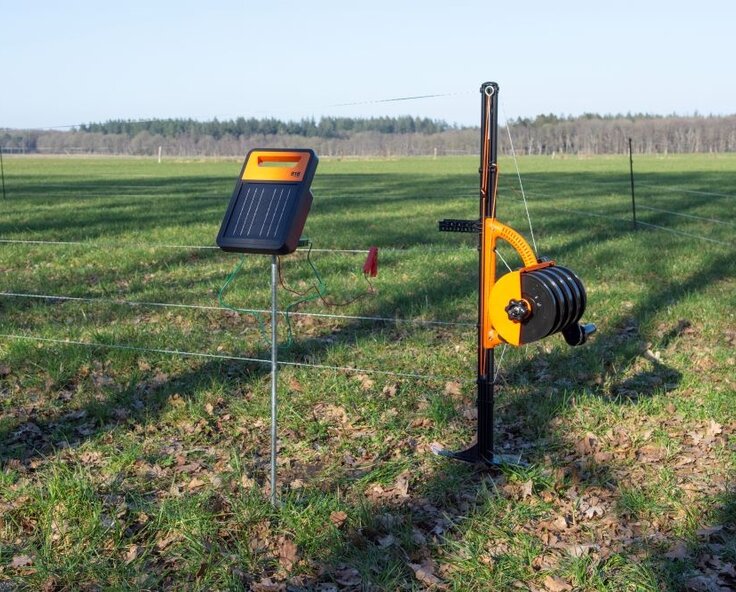 All-in-one solar powered electric fence - quick, easy, and portable