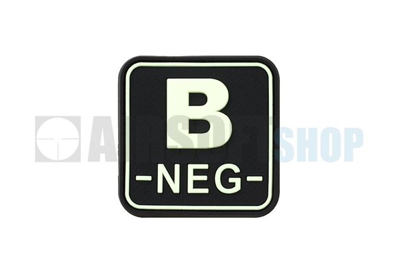 Bloodtype Square PVC Patch B NEG (Glow In The Dark)