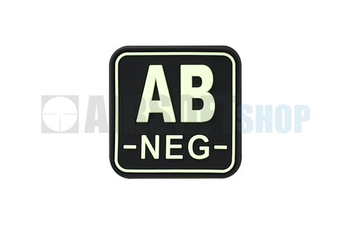 Bloodtype Square PVC Patch AB NEG (Glow In The Dark)